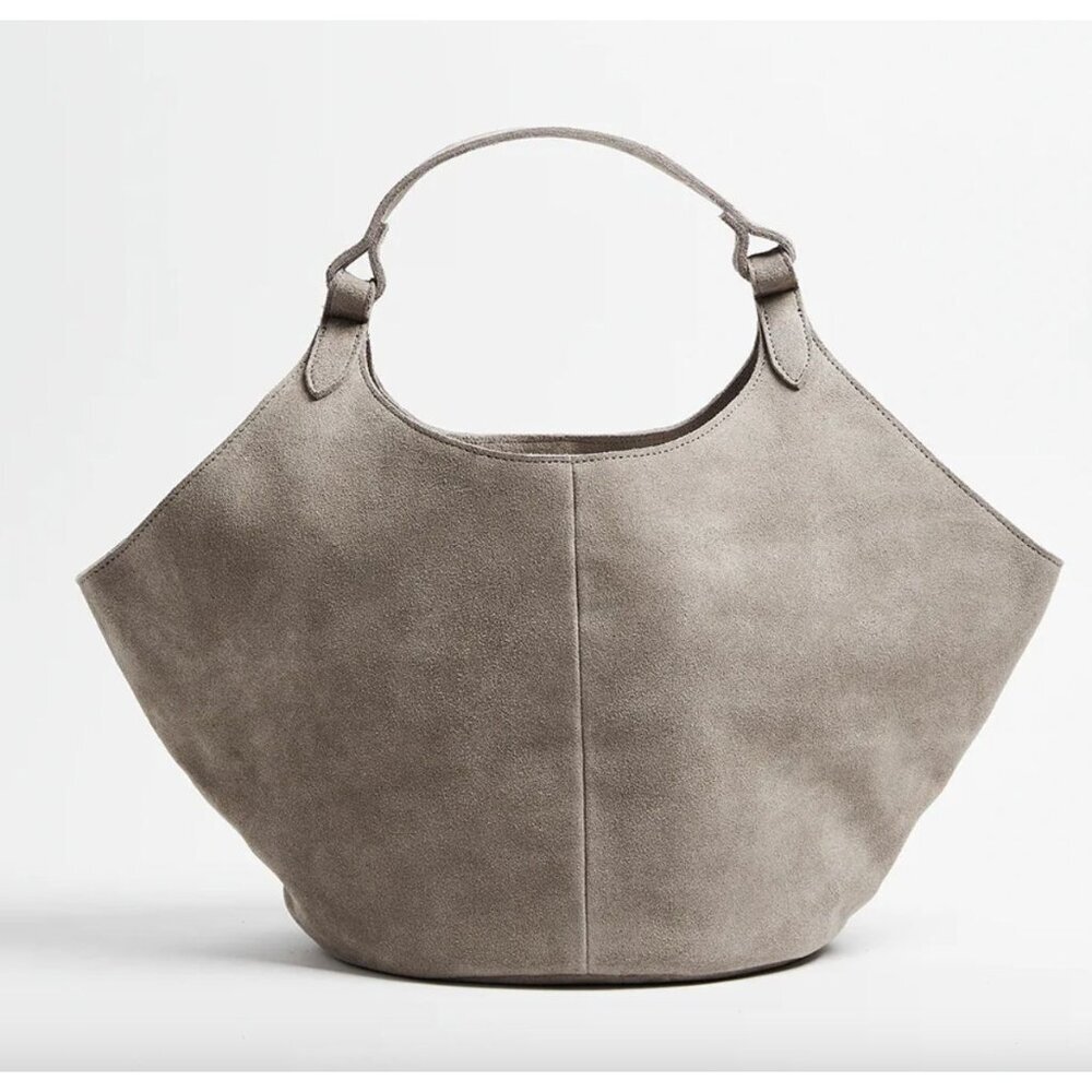 NWT M.I.L.A Emma Everyday Shoulder Bag Stone Suede Leather Small